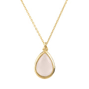 Pisa Mini Teardrop Necklace Gold Rose Quartz - Open Your heart boutique