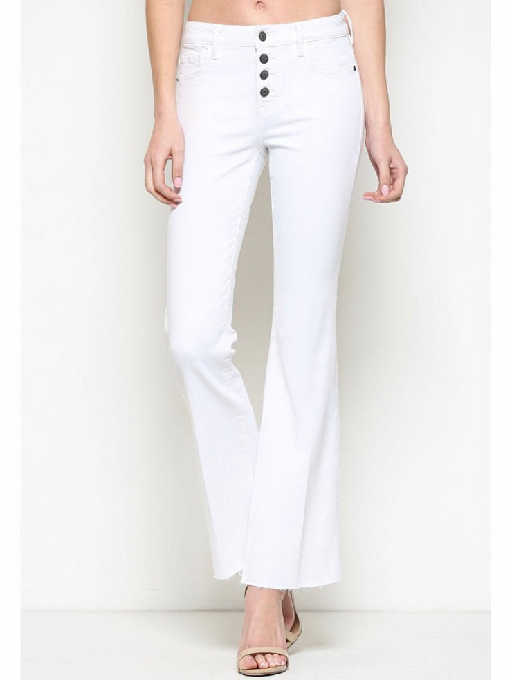 Penny Lane White Four Button 31" Inseam Flare - Open Your heart boutique
