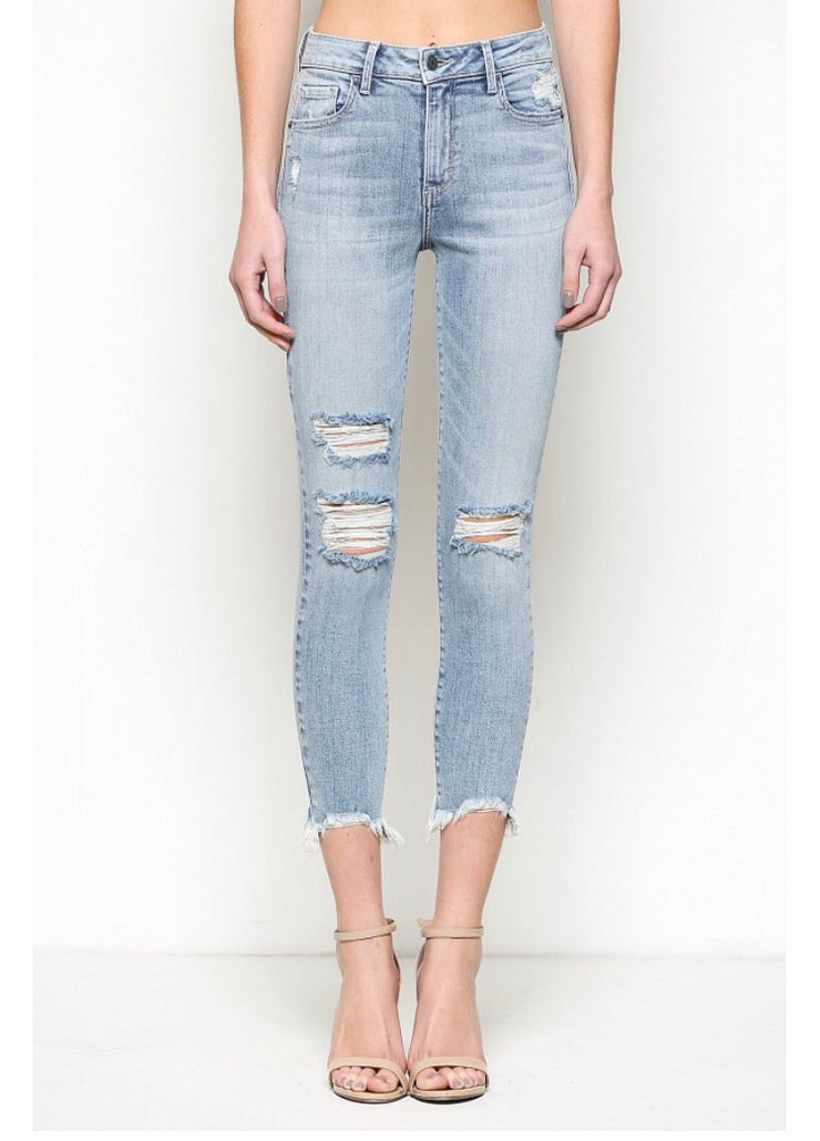 Chelsea Light Wash Distressed High Rise Skinny - Open Your heart boutique