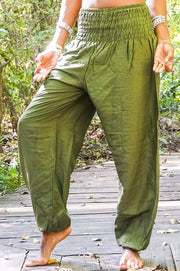Sun Rise Olive Green Boho Yoga Pants - Open Your heart boutique
