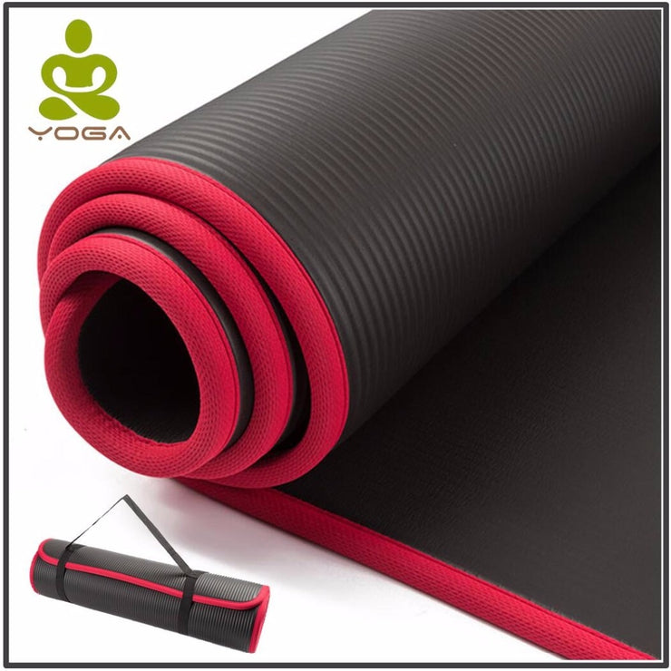 10MM Extra Thick 183cmX61cm High Quality NRB Non-slip Yoga Mats For Fitness With Carry Case - Open Your heart boutique